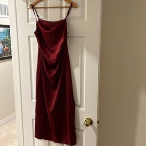 Red slip satin midi dress size S